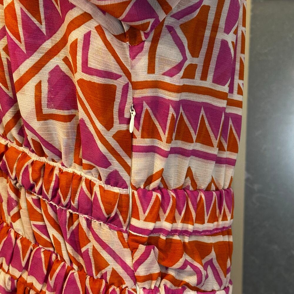 NWT - MISA Los Angeles Rana Dress Pink Orange Geo Mini Long Sleeve Women’s M - Picture 5 of 12
